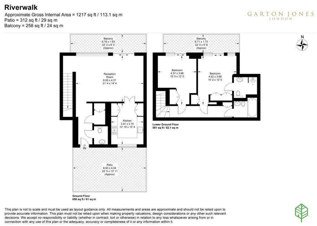 2 bedroom duplex apartment to rent - floorplan