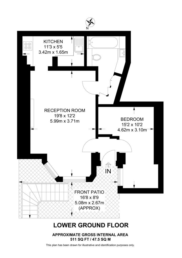 1 bedroom flat to rent - floorplan