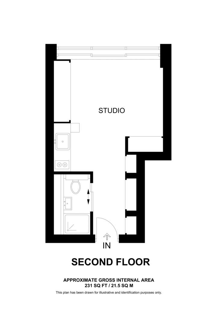 Studio flat to rent - floorplan