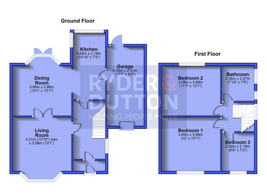 3 bedroom semi-detached house for sale - floorplan