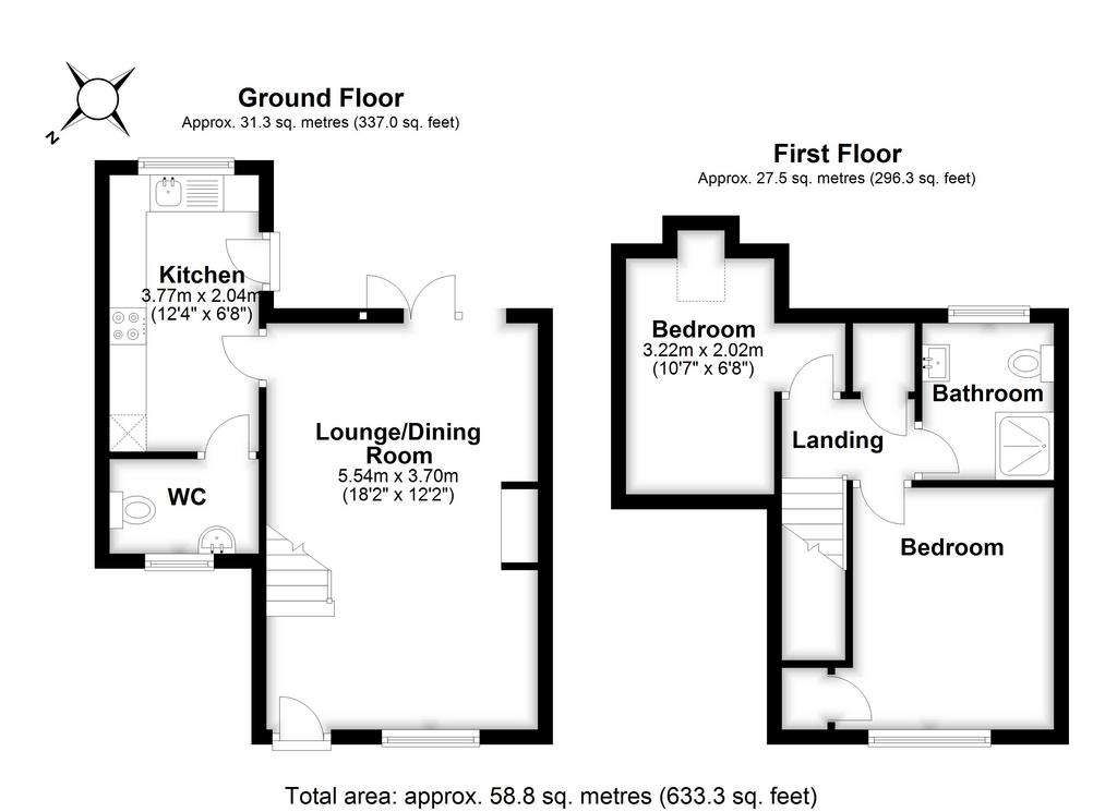 2 bedroom semi-detached house for sale - floorplan