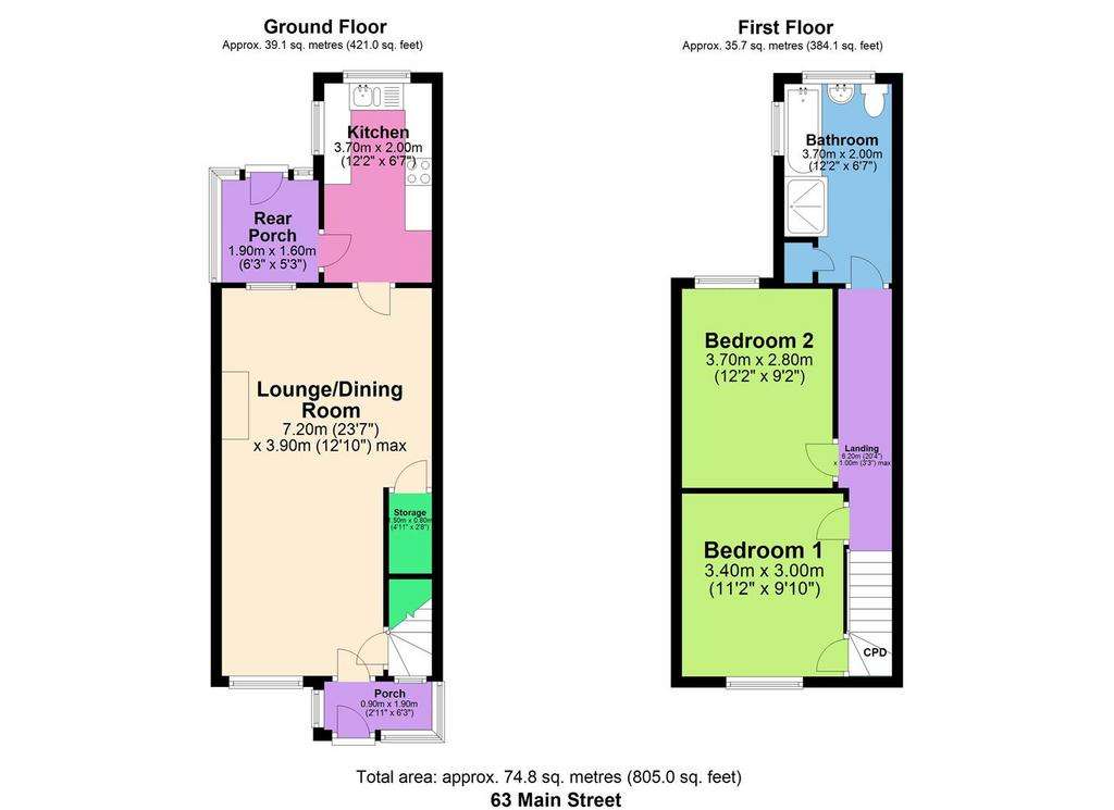 2 bedroom house to rent - floorplan