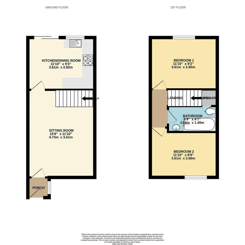 2 bedroom terraced house for sale - floorplan