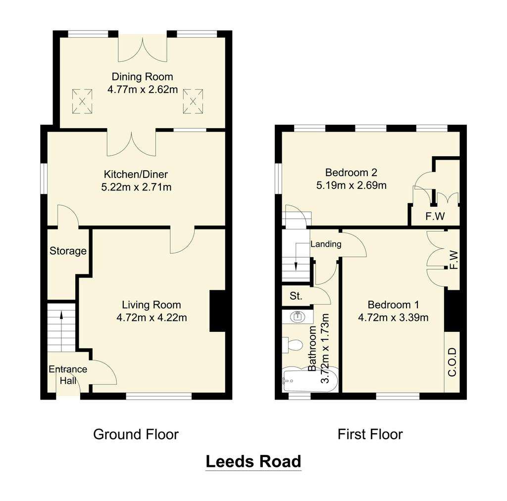 2 bedroom detached house for sale - floorplan