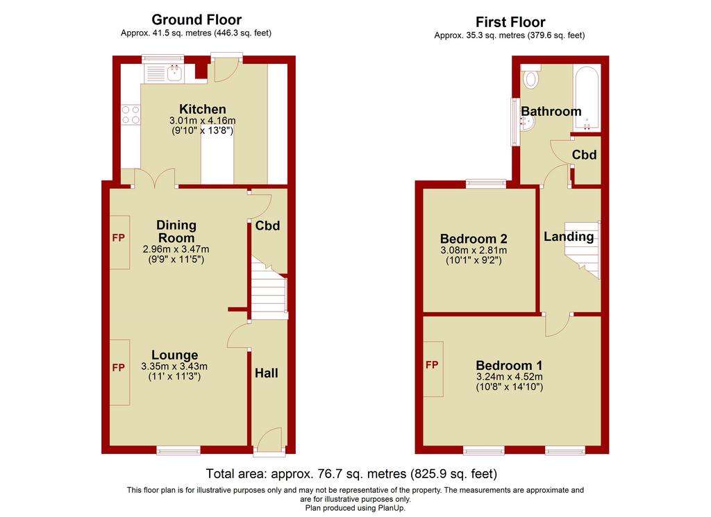 2 bedroom terraced house for sale - floorplan