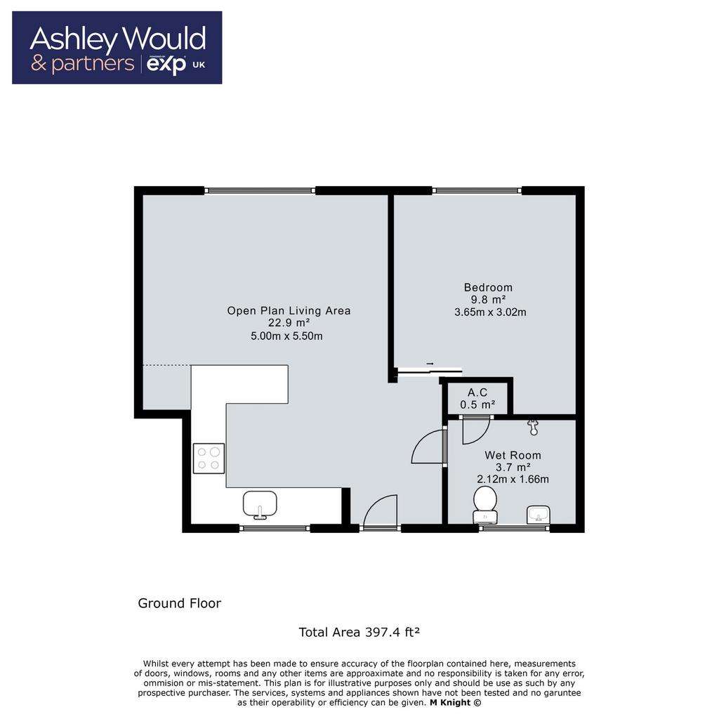 1 bedroom semi-detached bungalow for sale - floorplan