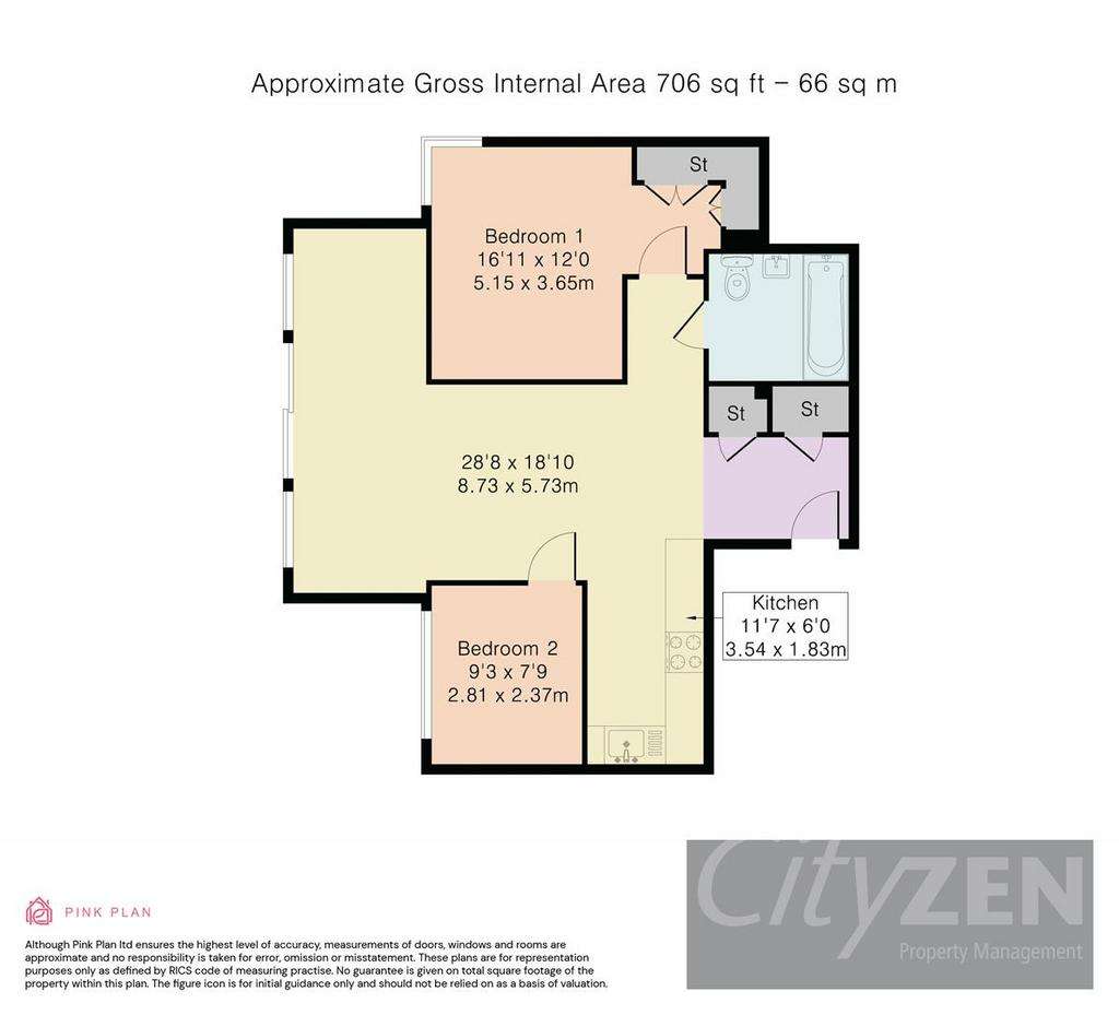 2 bedroom flat to rent - floorplan