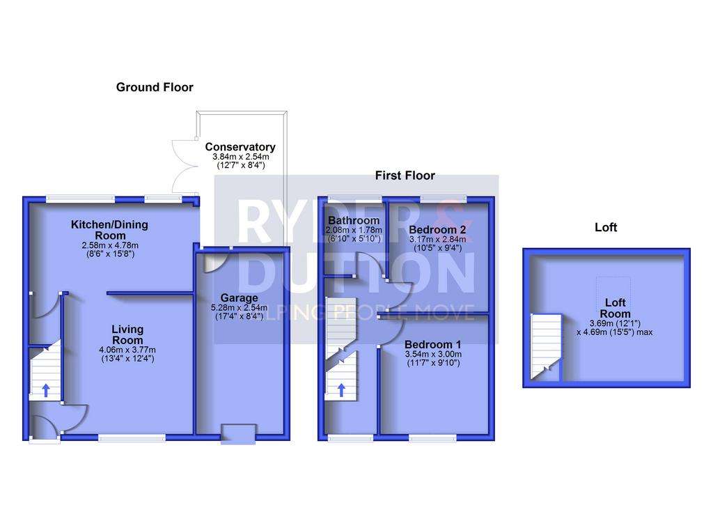 2 bedroom semi-detached house for sale - floorplan