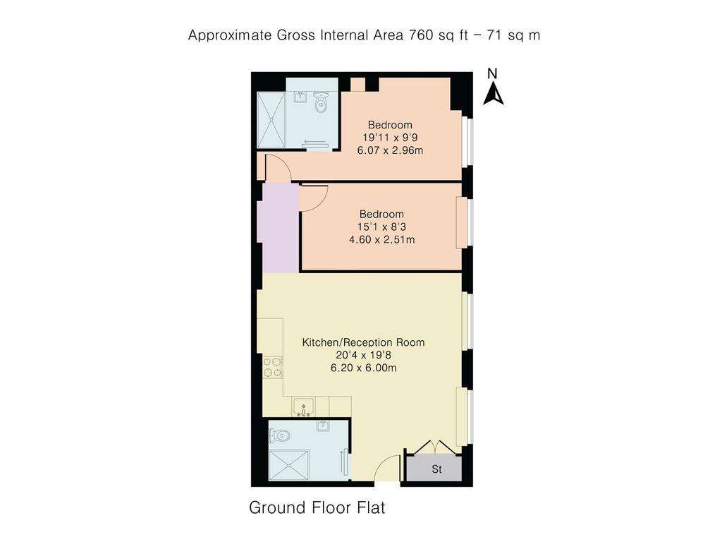 2 bedroom flat to rent - floorplan