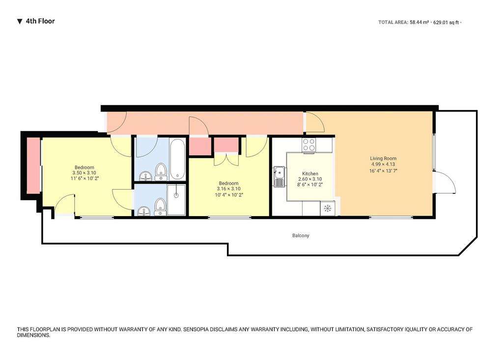 2 bedroom flat to rent - floorplan