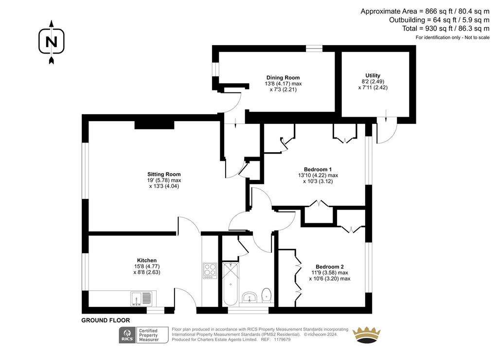 2 bedroom bungalow for sale - floorplan