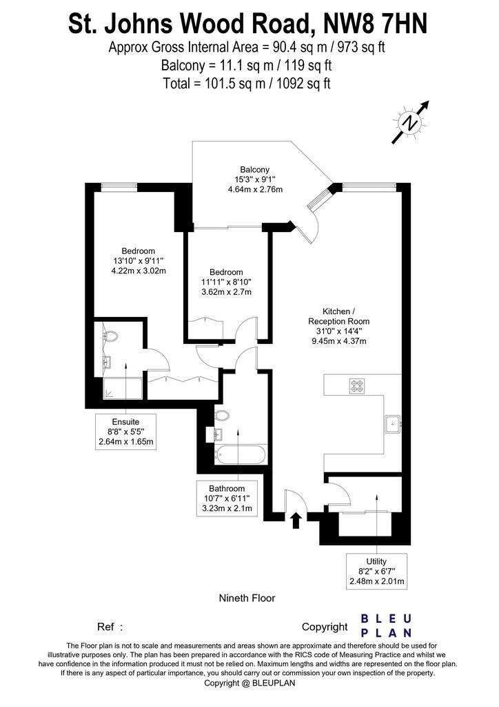 2 bedroom flat to rent - floorplan