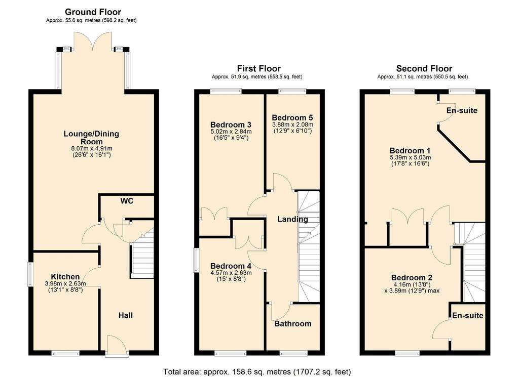 5 bedroom end of terrace house for sale - floorplan