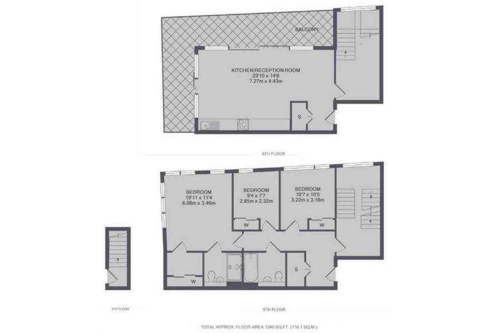 3 bedroom block of apartments to rent - floorplan