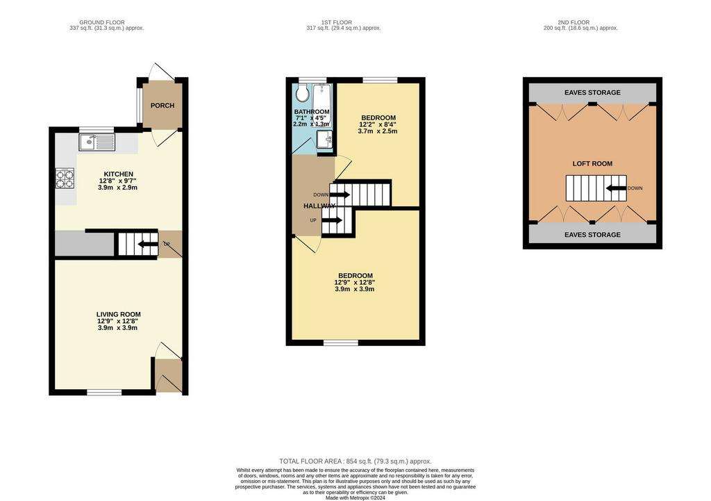 2 bedroom terraced house to rent - floorplan