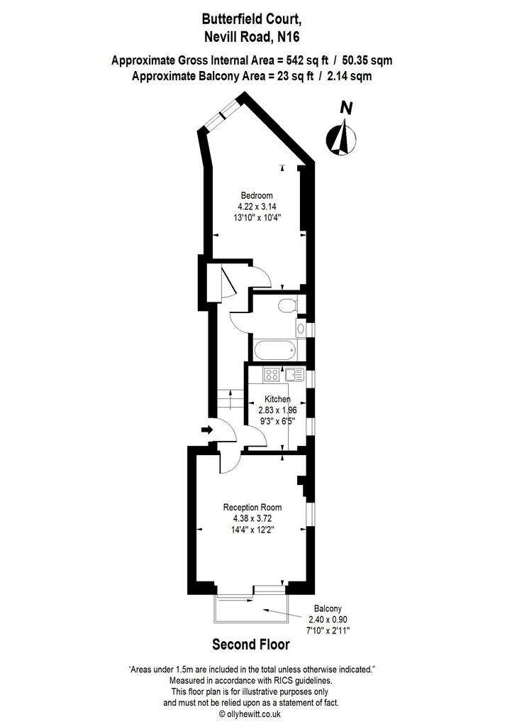 1 bedroom flat to rent - floorplan