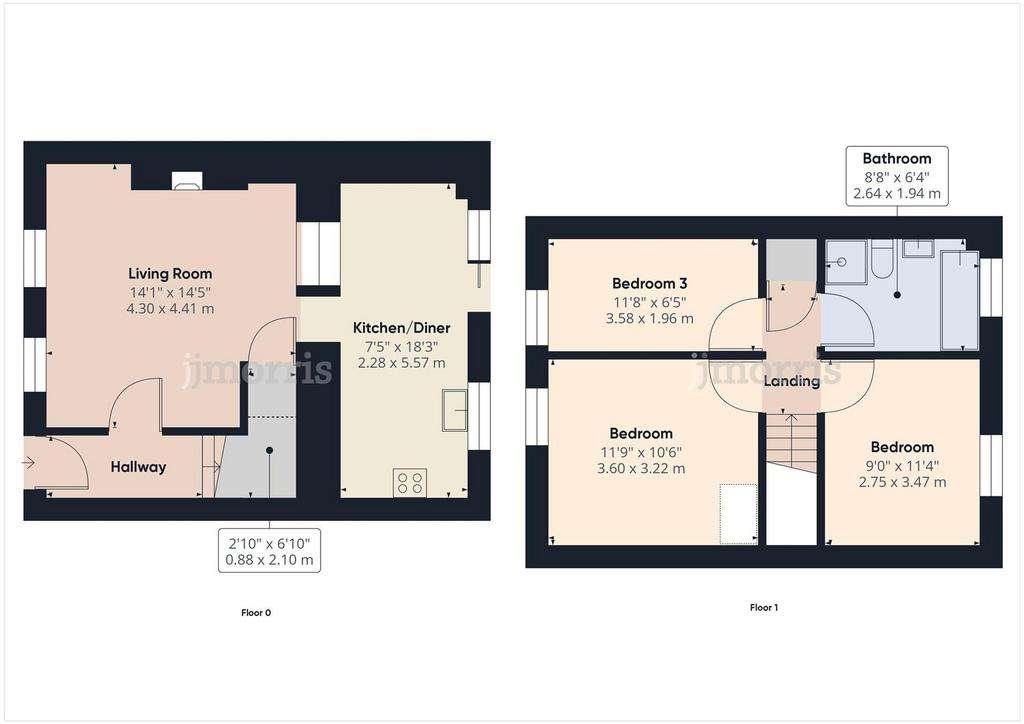 3 bedroom terraced house for sale - floorplan