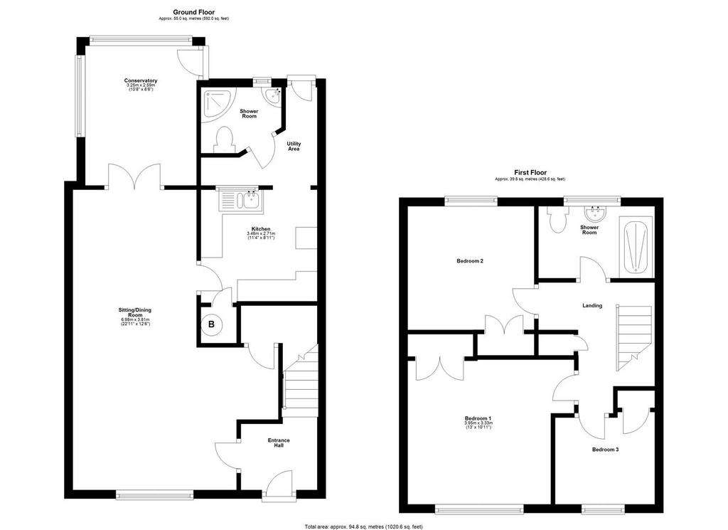 3 bedroom terraced house for sale - floorplan