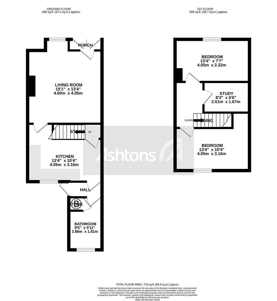 2 bedroom terraced house to rent - floorplan