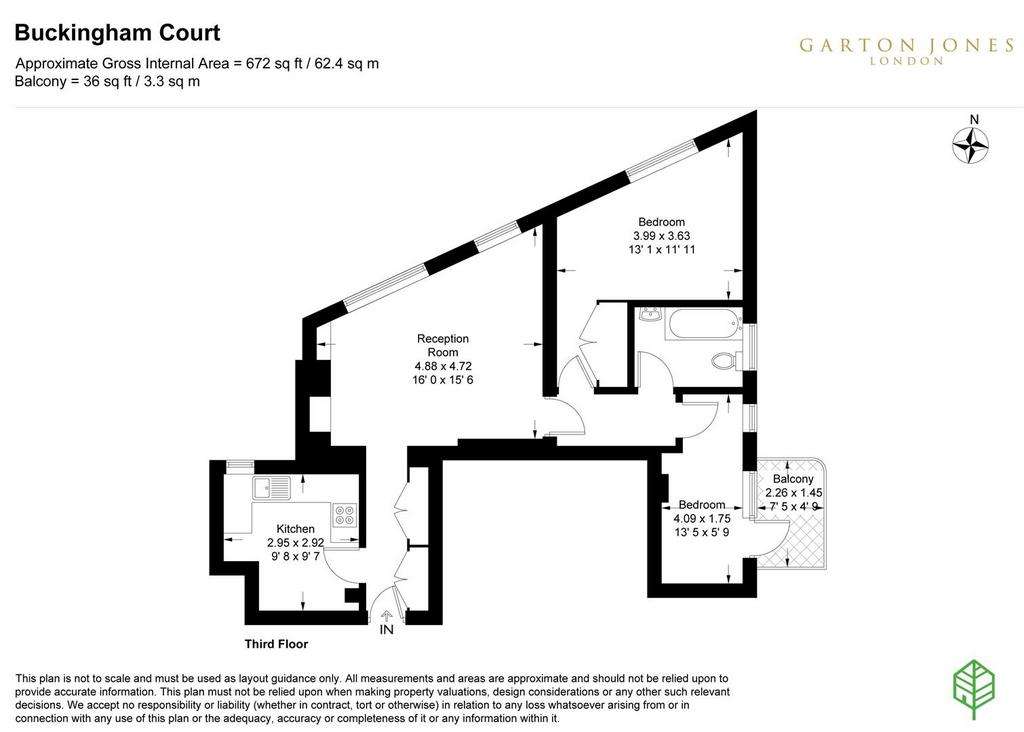 2 bedroom flat to rent - floorplan