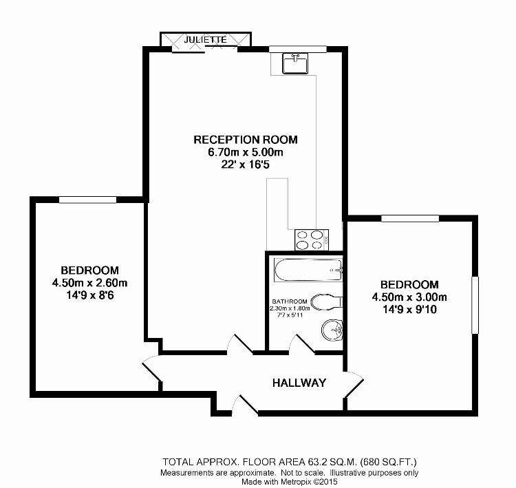 2 bedroom flat to rent - floorplan