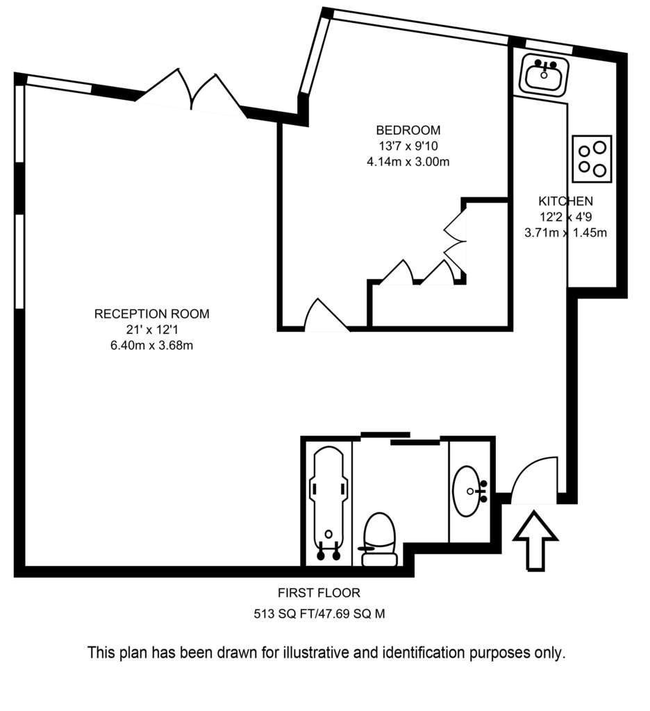 1 bedroom flat to rent - floorplan