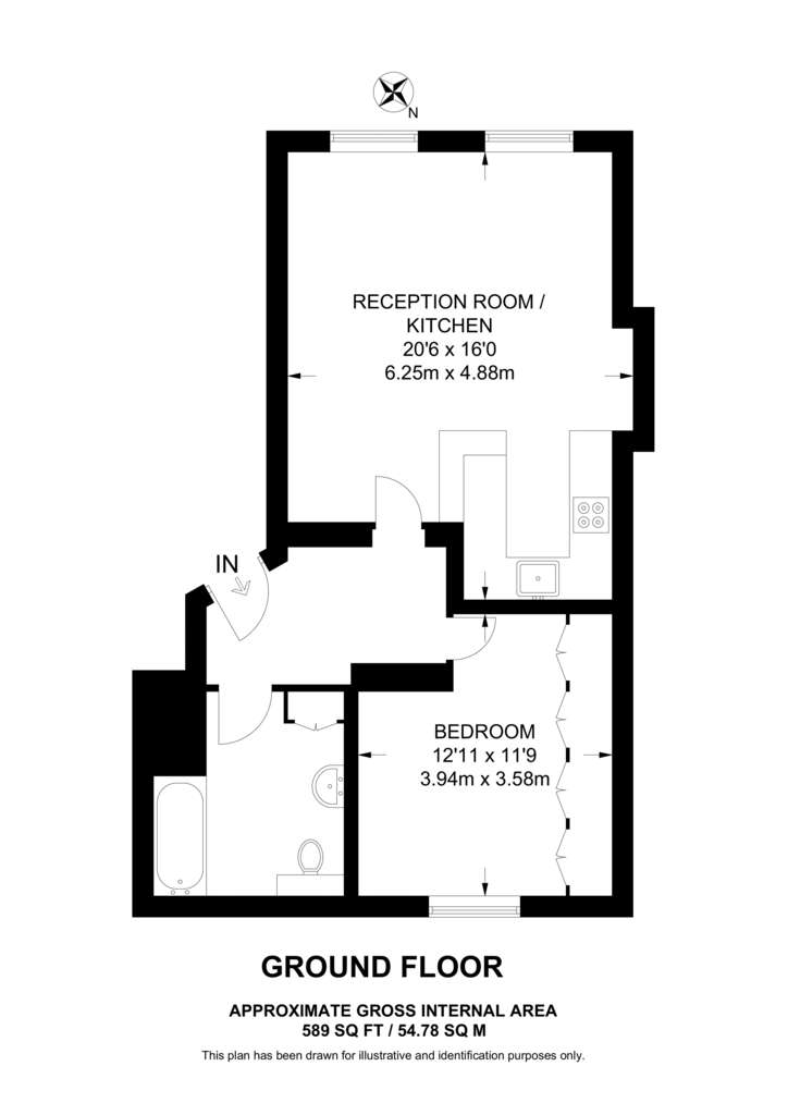 1 bedroom flat to rent - floorplan