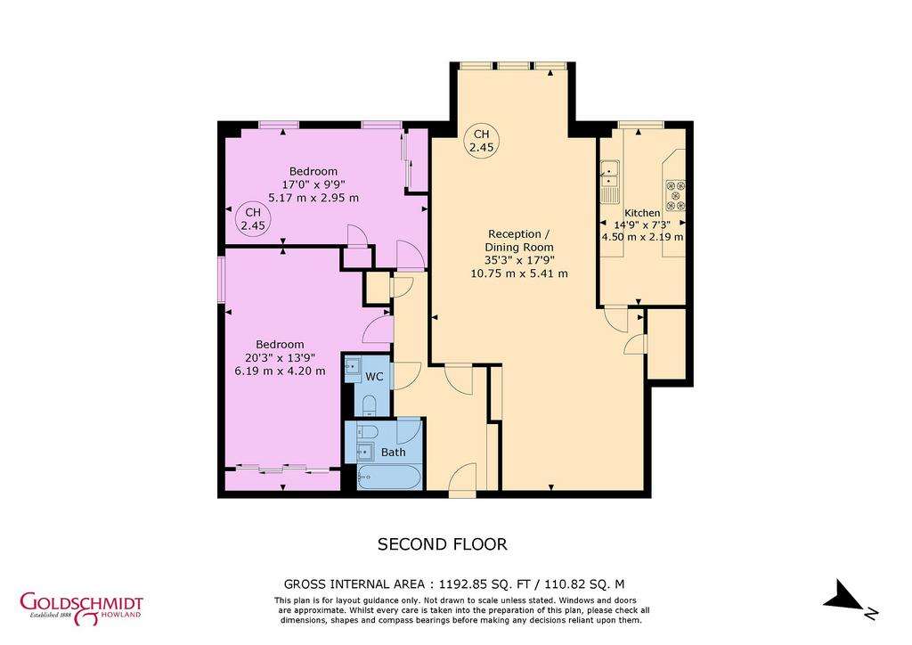 2 bedroom flat for sale - floorplan