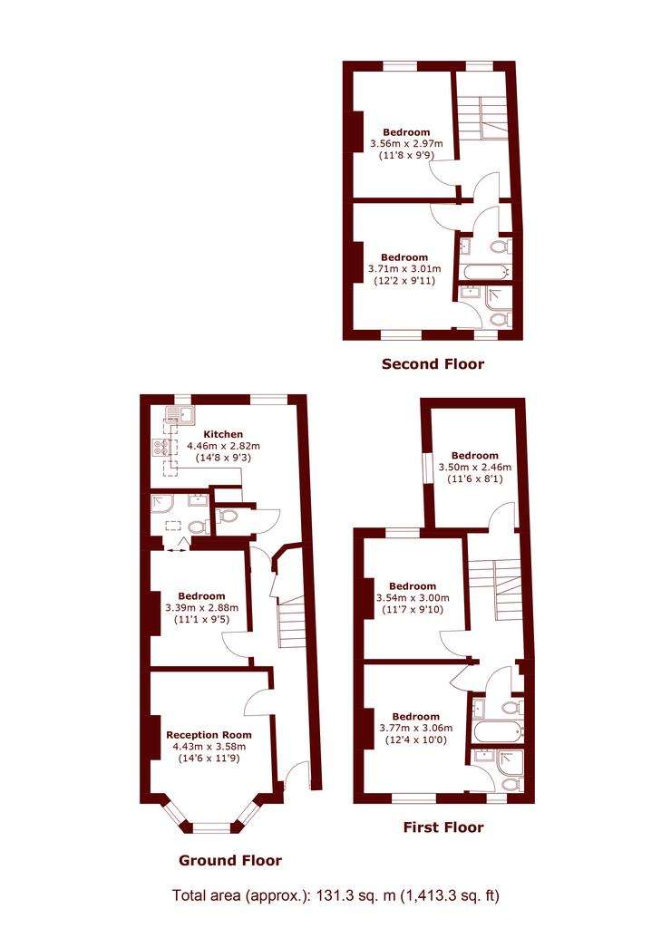 6 bedroom terraced house to rent - floorplan