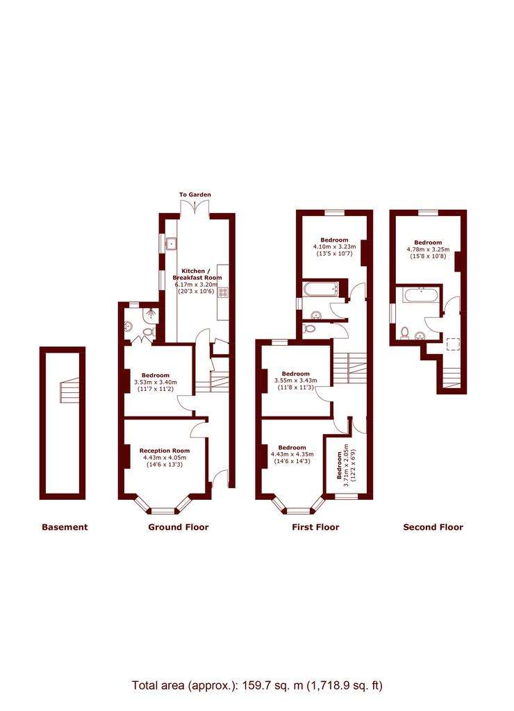 5 bedroom terraced house to rent - floorplan