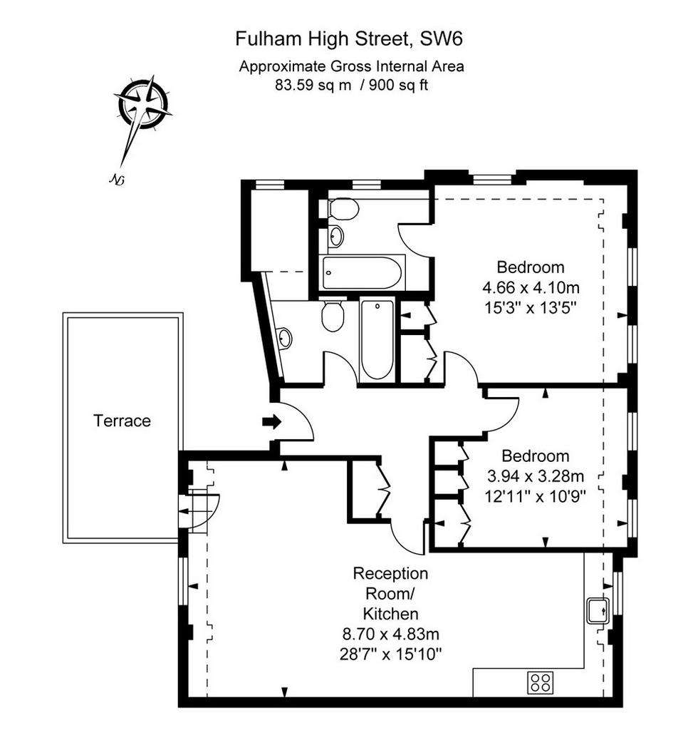 2 bedroom flat to rent - floorplan