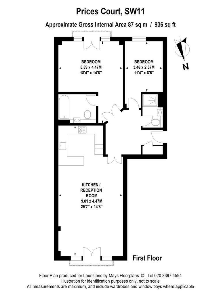 2 bedroom flat to rent - floorplan