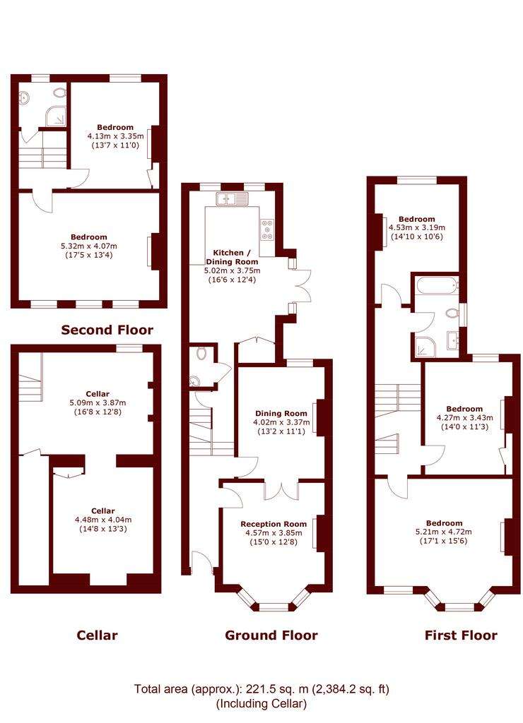 5 bedroom terraced house to rent - floorplan