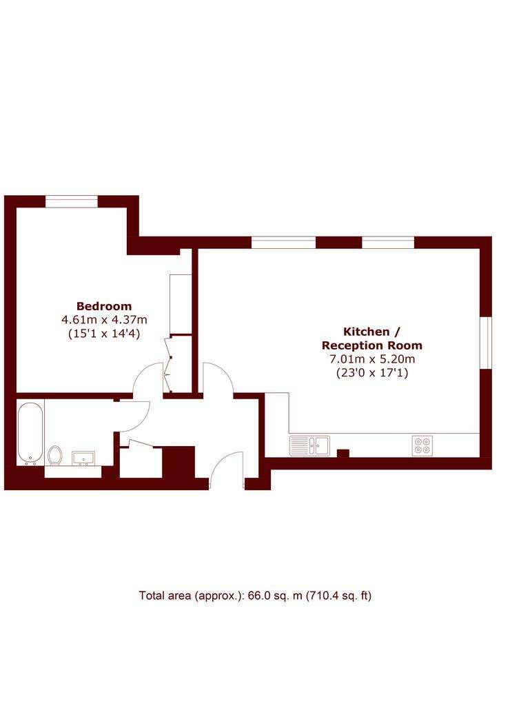 1 bedroom flat to rent - floorplan