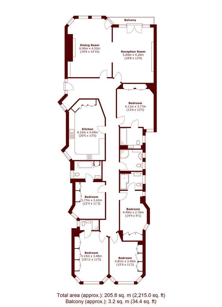 5 bedroom flat to rent - floorplan