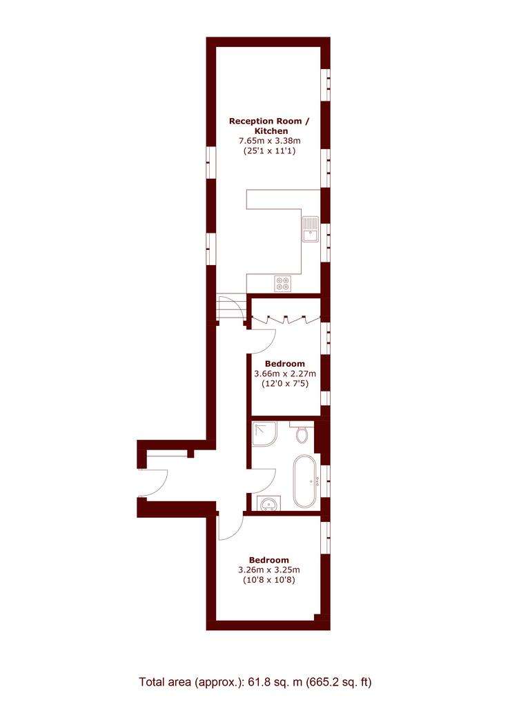 2 bedroom flat to rent - floorplan