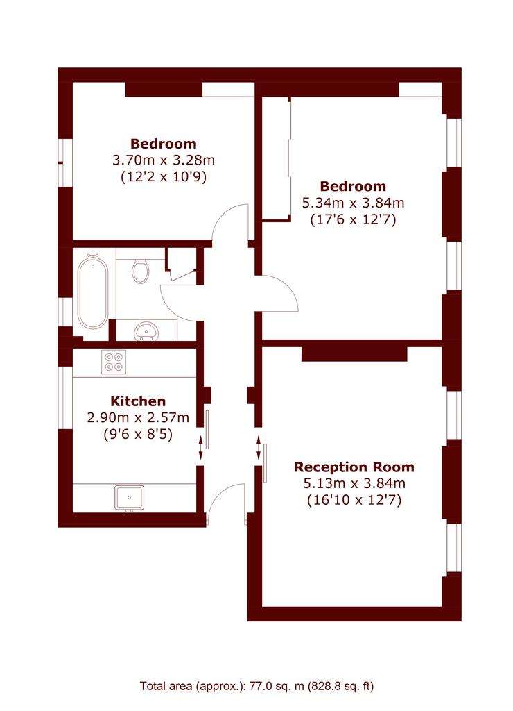 2 bedroom flat to rent - floorplan