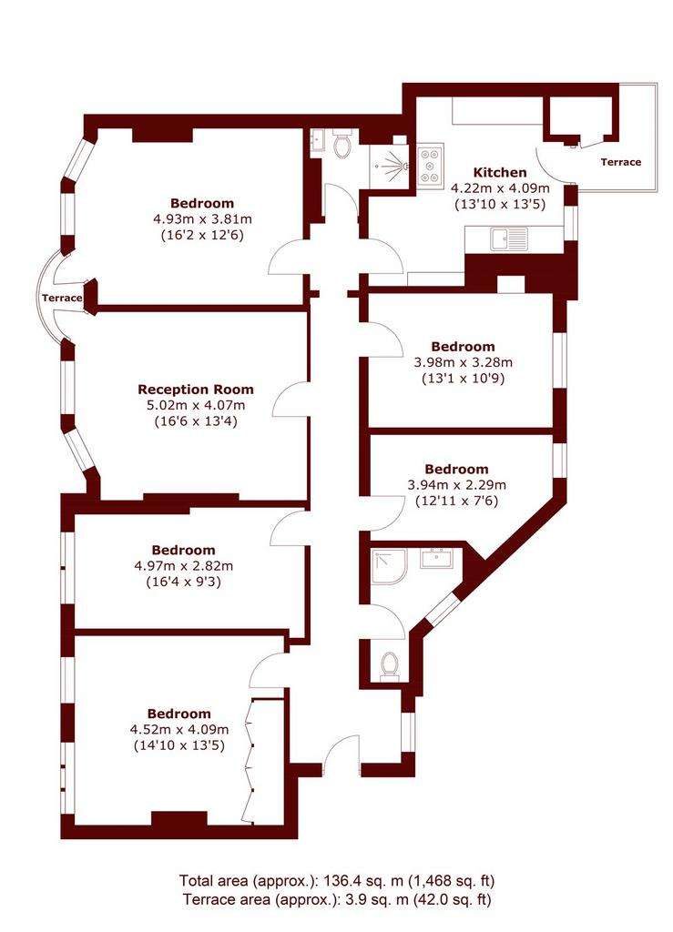 5 bedroom flat to rent - floorplan