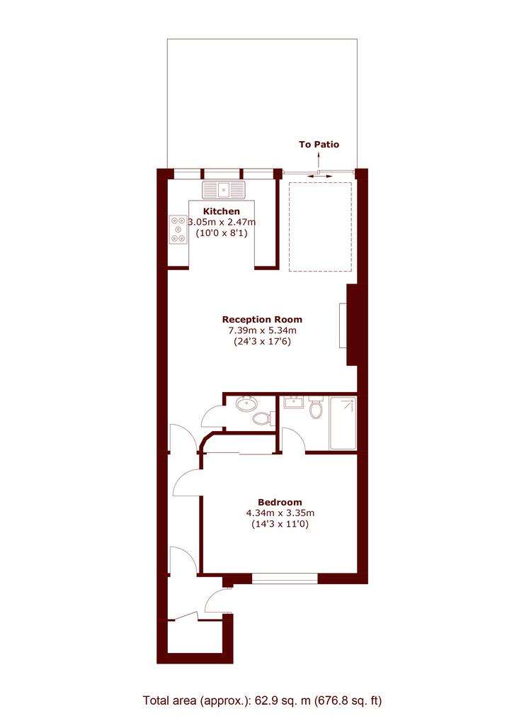 1 bedroom flat to rent - floorplan