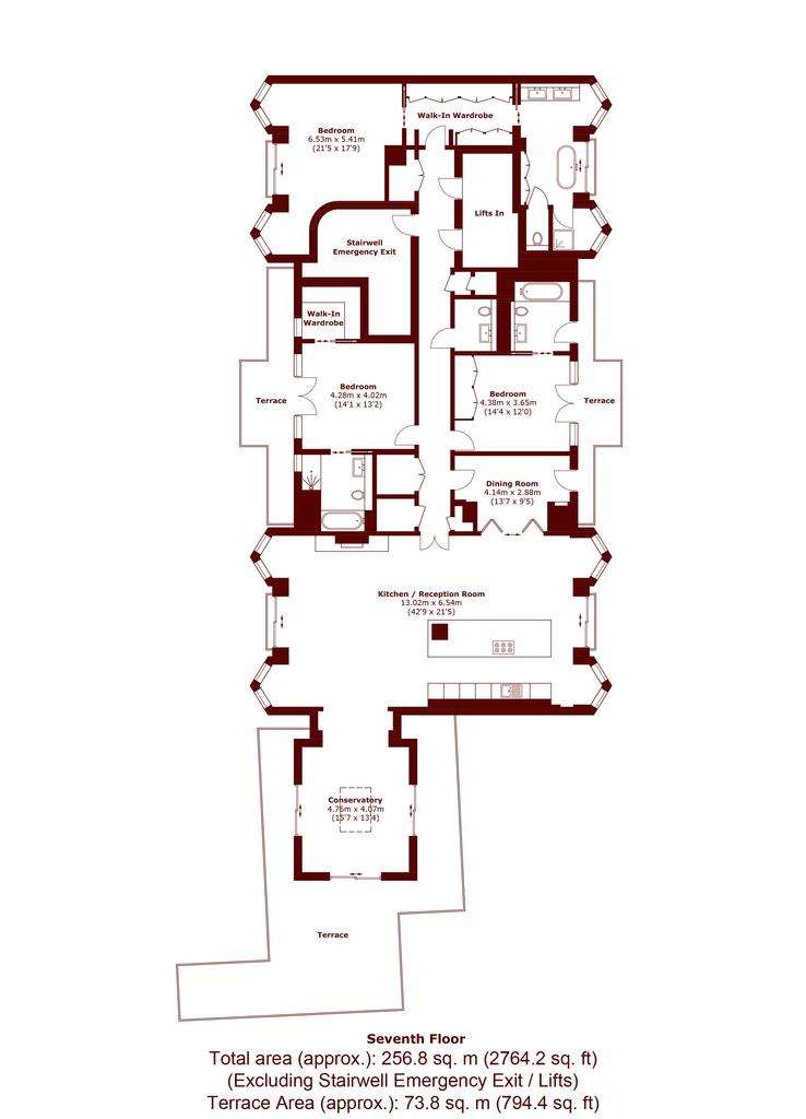 3 bedroom flat to rent - floorplan