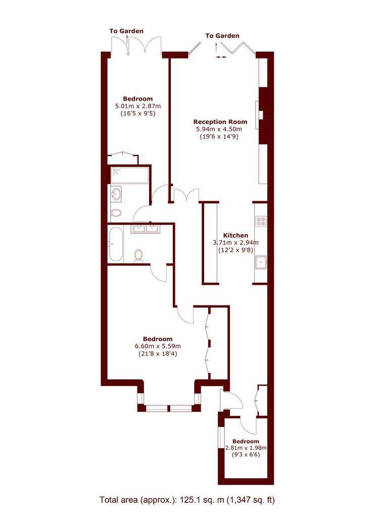 2 bedroom flat to rent - floorplan