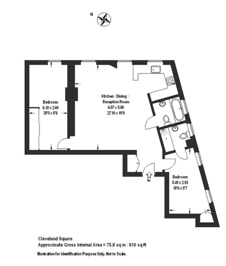 2 bedroom flat to rent - floorplan