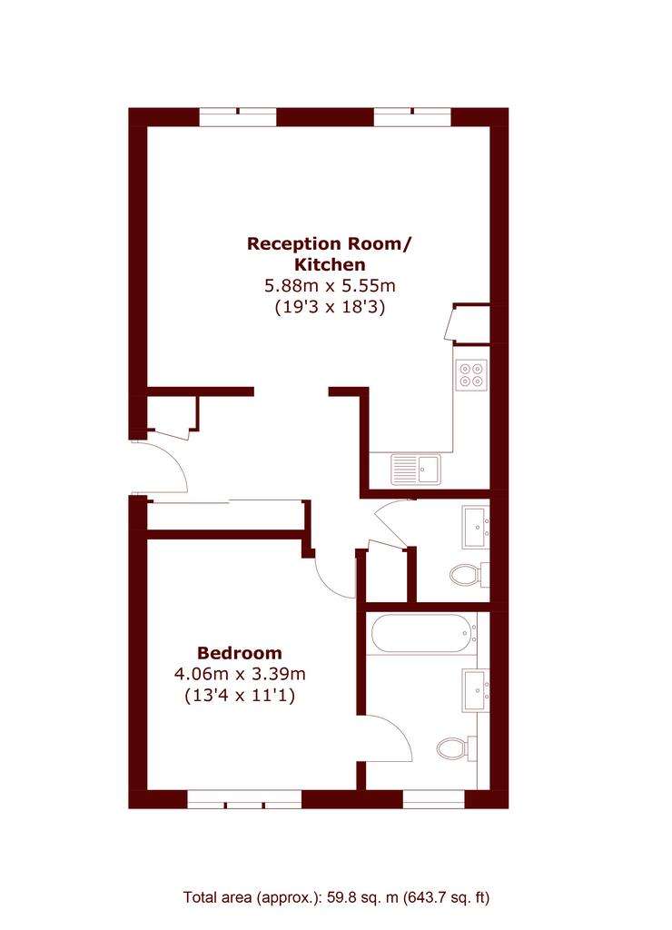 1 bedroom flat to rent - floorplan