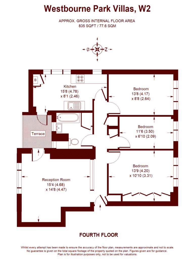 3 bedroom flat to rent - floorplan