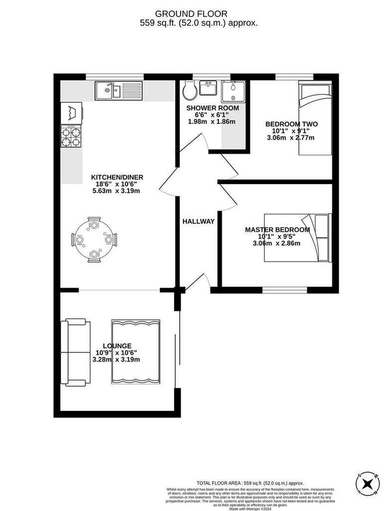 2 bedroom detached bungalow for sale - floorplan