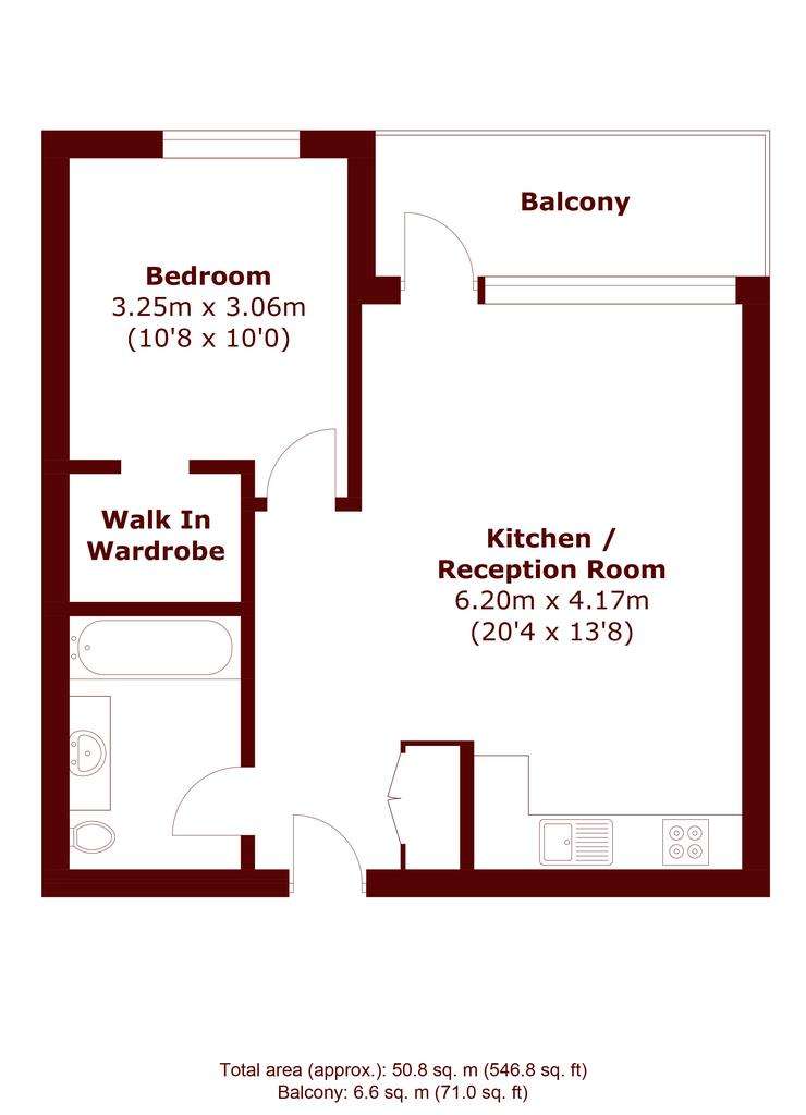 1 bedroom flat to rent - floorplan