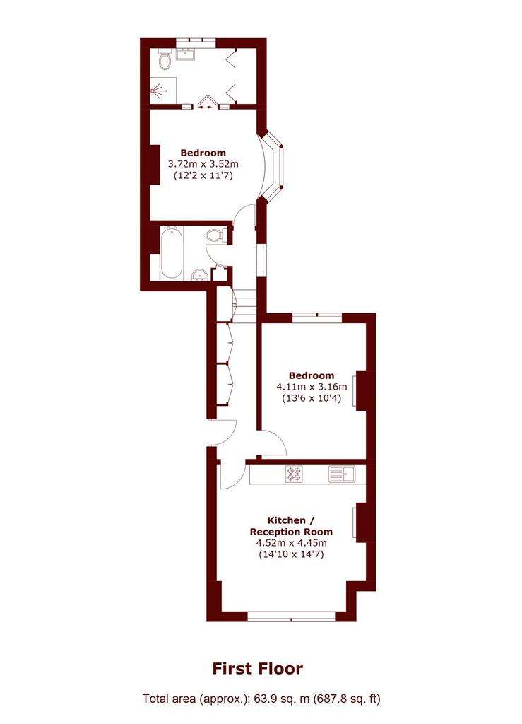 2 bedroom flat to rent - floorplan