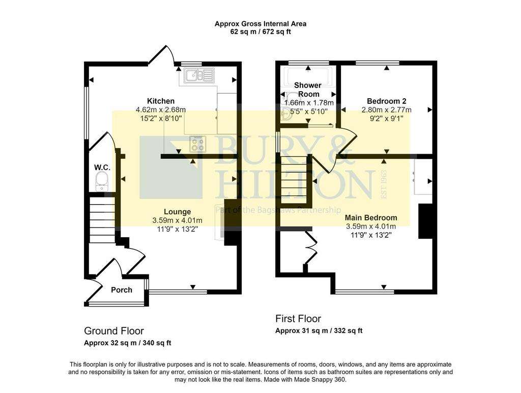 2 bedroom semi-detached house for sale - floorplan