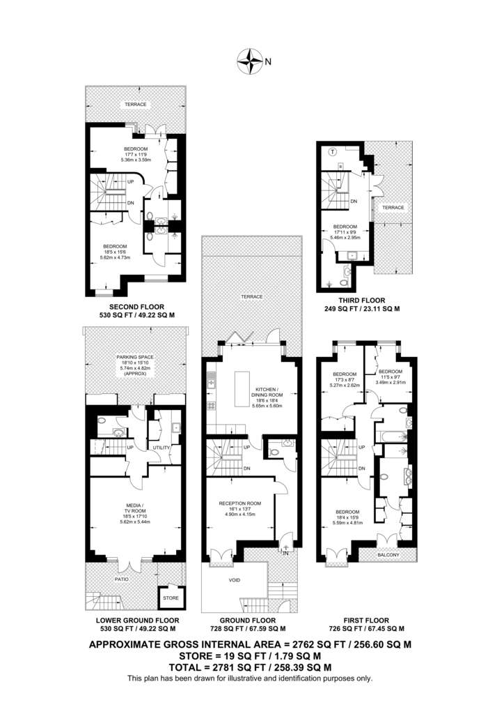 5 bedroom terraced house to rent - floorplan