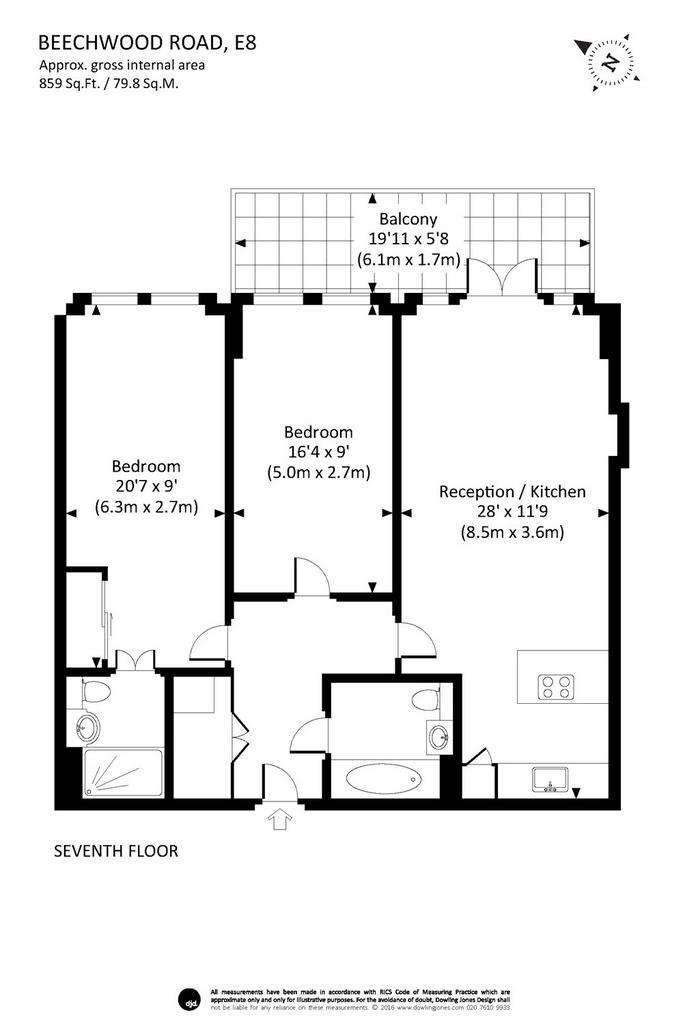 2 bedroom flat to rent - floorplan